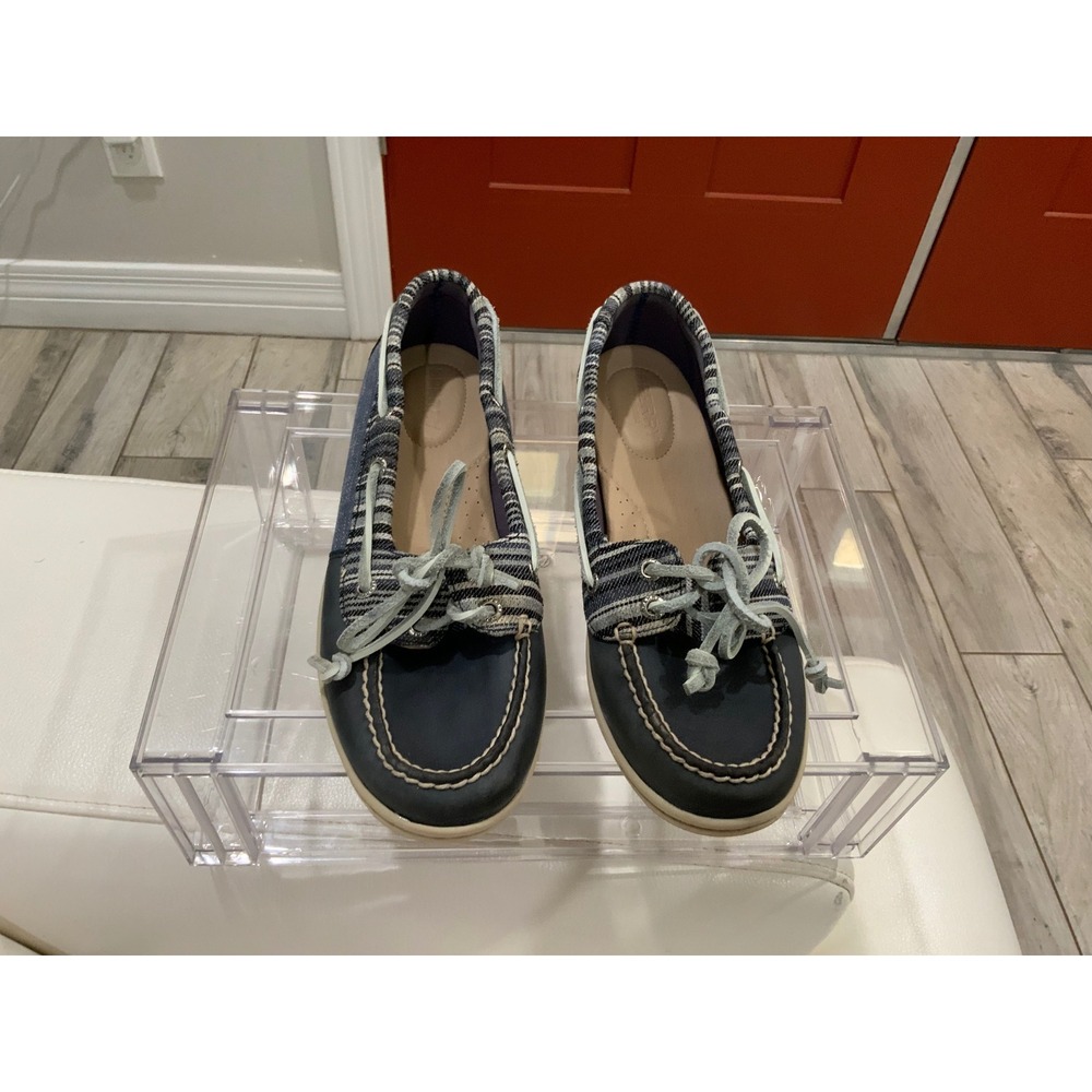 Sperry Top-Sider Womens Blue Leather Denim Striped Boat Shoes 8.5 M STS98180